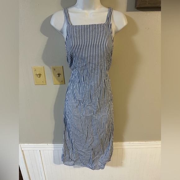ASOS Blue and White Striped Midi Dress - Picture 1 of 7